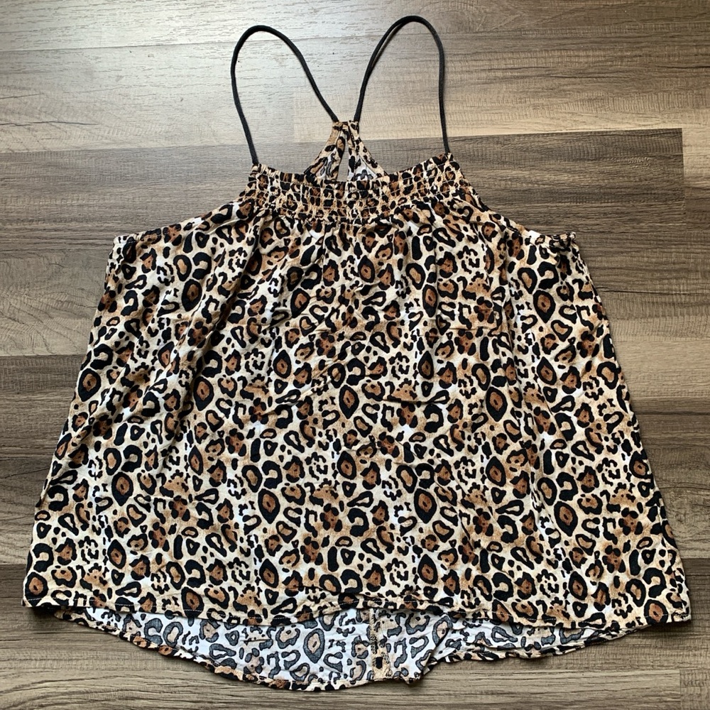Y2k 2000s Bohochic Leopard Print No Boundaries Cropped Halter Tank Top Size L